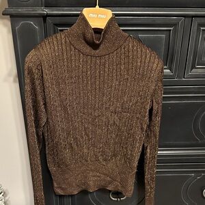 Carlisle Metallic Brown Turtleneck Sweater